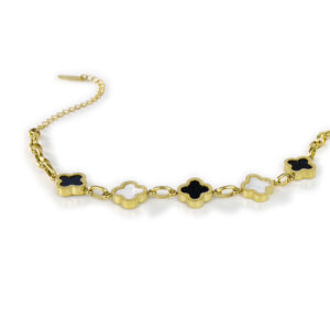 8-贝母幸运四叶草熊猫色手链-6