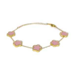 五花瓣双面表面相同-镶花边-粉色-1