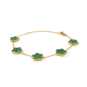 五花瓣双面表面相同-镶花边-绿色-1