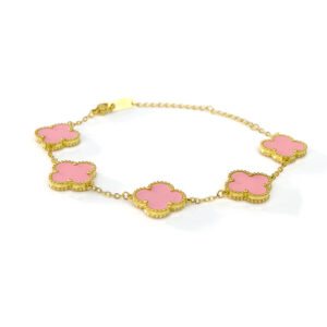 四花瓣（大）正反面相同-镶花边-粉色