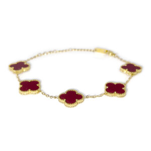 四花瓣（大）背面带钻-镶花边-暗红色-1