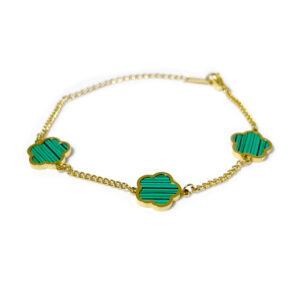 五叶草手链（光面）三朵花瓣-绿色