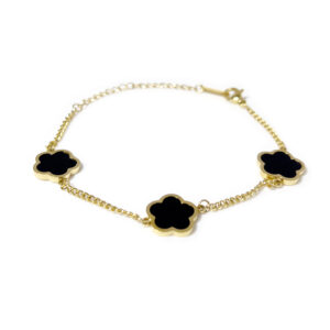 五叶草手链（光面）三朵花瓣-黑色