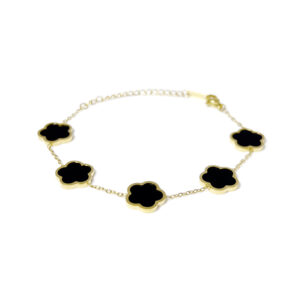 五叶草手链（光面）五朵花瓣-黑色