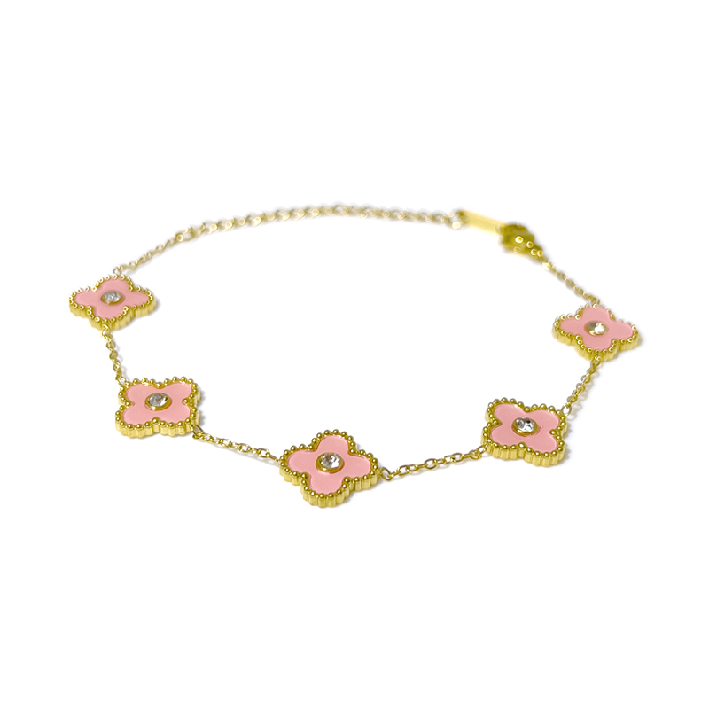 Second image of Four-leaf Clover Single-sided Diamond Bracelet