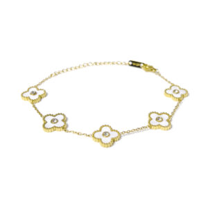 四叶草单面镶钻手链-白色