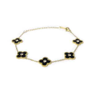 四叶草单面镶钻手链-黑色