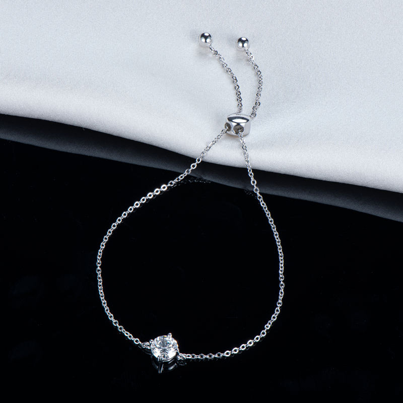 Second image of Silver-Plated Solitaire Diamond Slider Bracelet