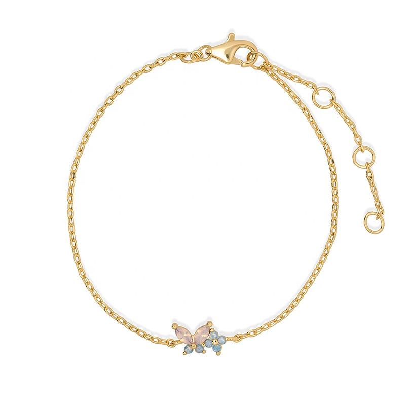 Pastel Butterfly & Flower Gold Bracelet