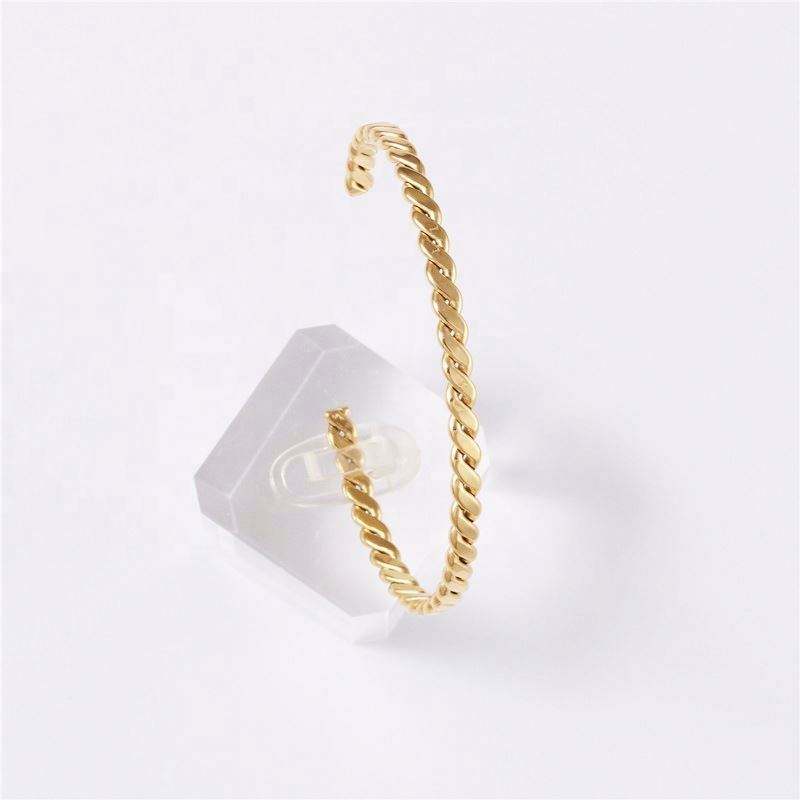 Second image of Luxury Gold Plated Stainless Steel Knit Cuff Bracelet for Women Wholesale Jewelry