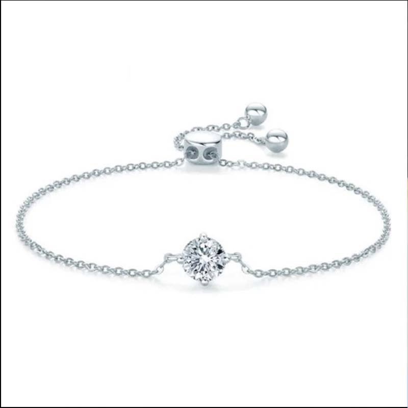 Silver-Plated Solitaire Diamond Slider Bracelet