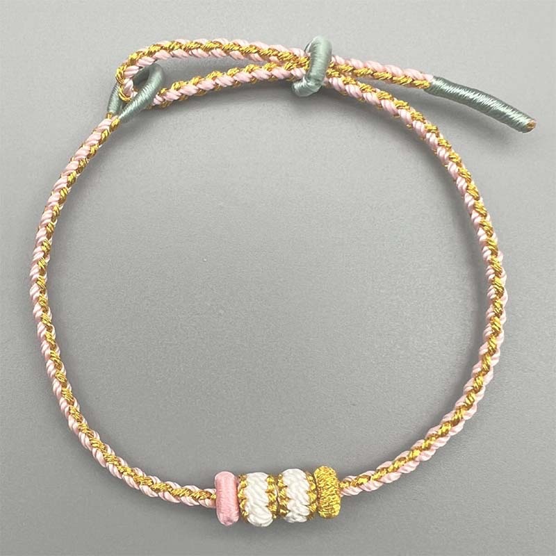 Pink-Gold Contrast Knit Bracelet