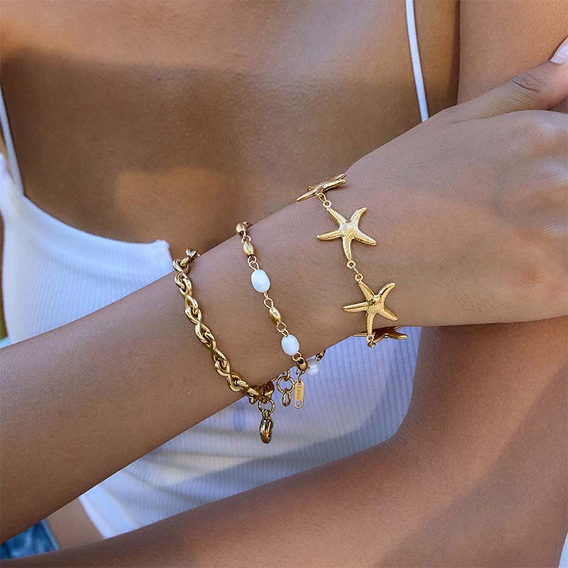 Gilded Starfish Link Bracelet