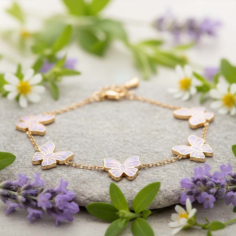 Second image of Gilded Iridescent Butterfly Bracelet