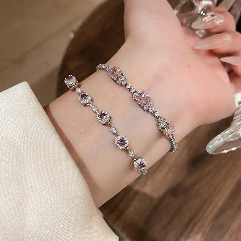 Second image of  dreamy amethyst-zircon chain bracelet,