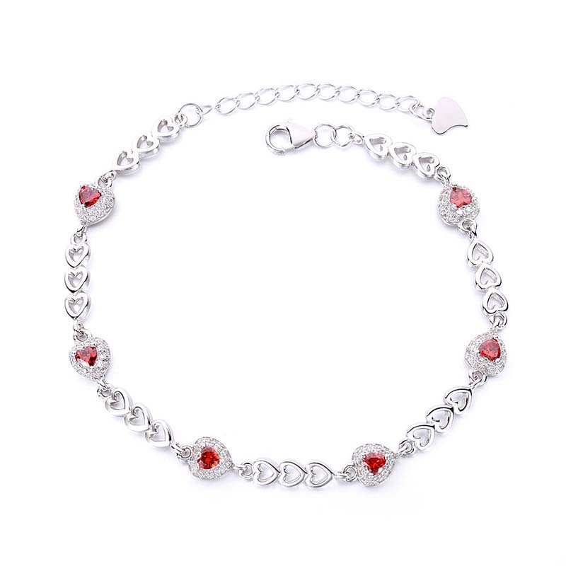 Heart-shaped Red Crystal Bracele