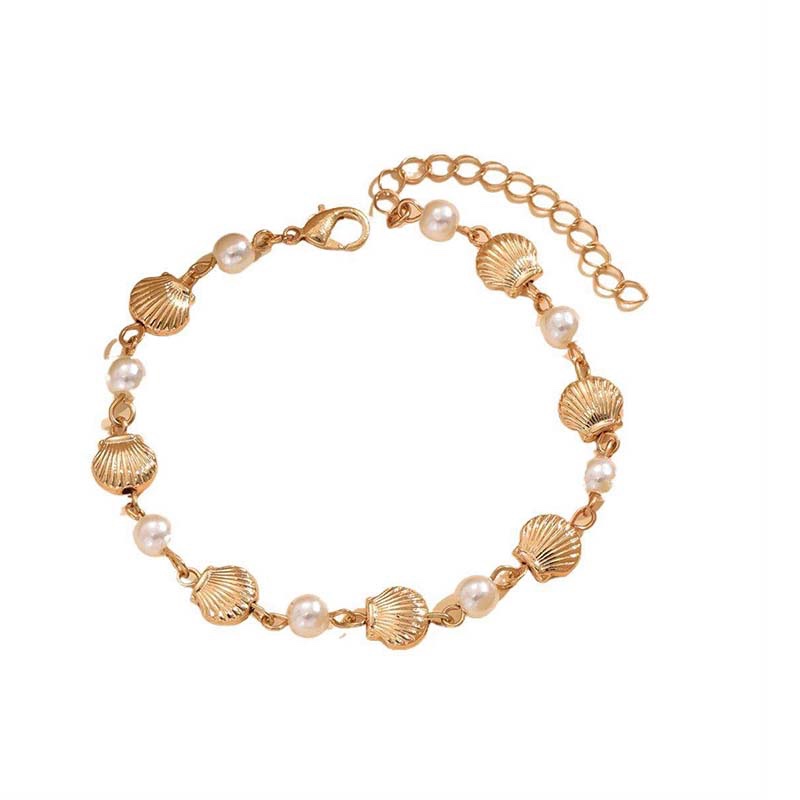 Nautical Pearl & Seashell Gold Bracelet