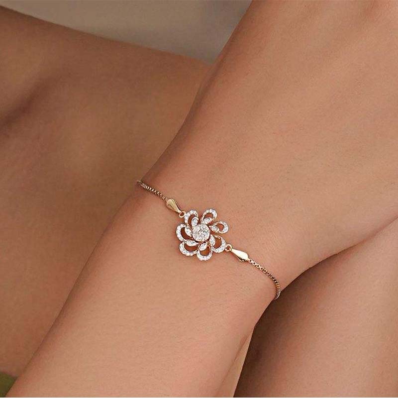 Rose Gold Floral Crystal Bracelet