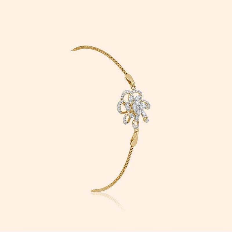 Second image of Rose Gold Floral Crystal Bracelet