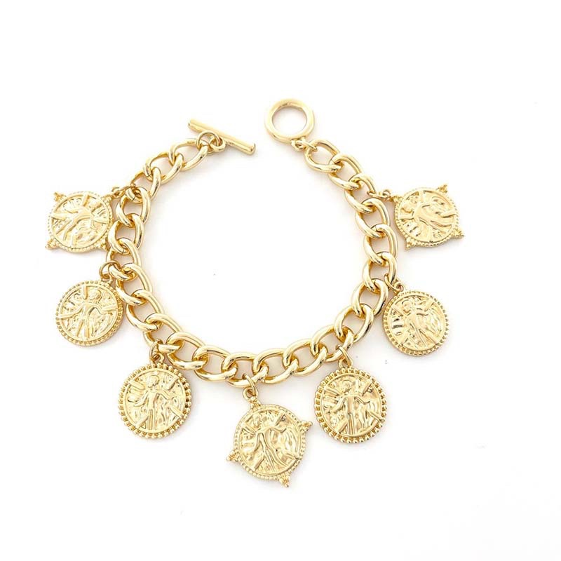 Vintage Gold Coin Charm Bracelet