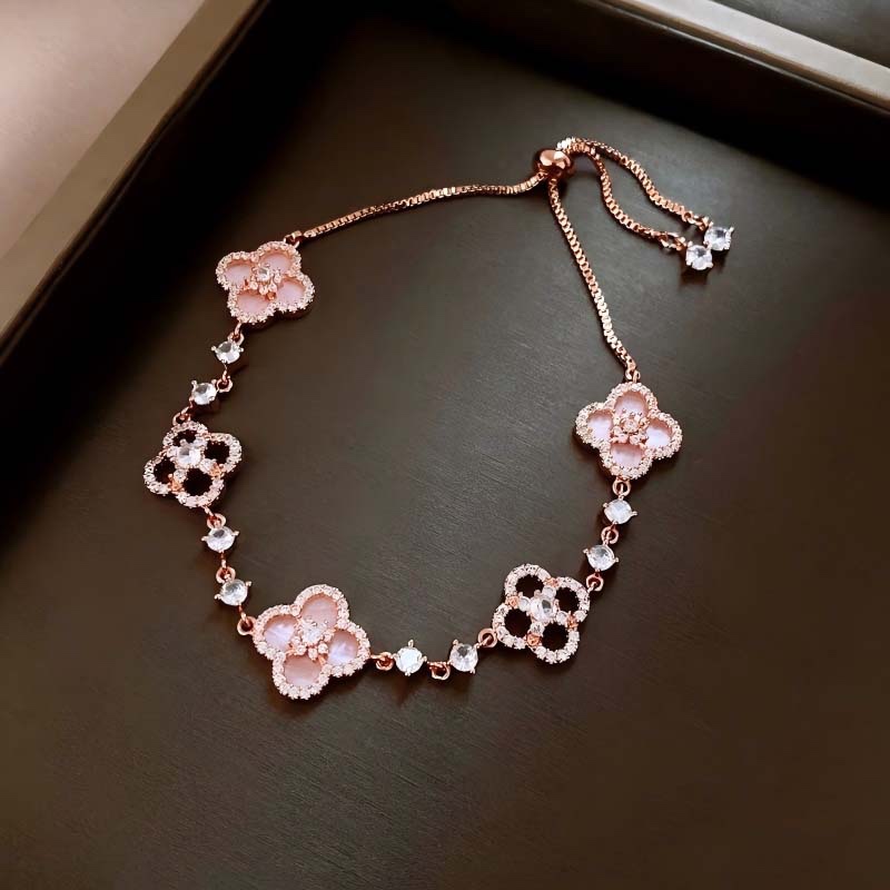 Pink Clover Diamond Bracelet