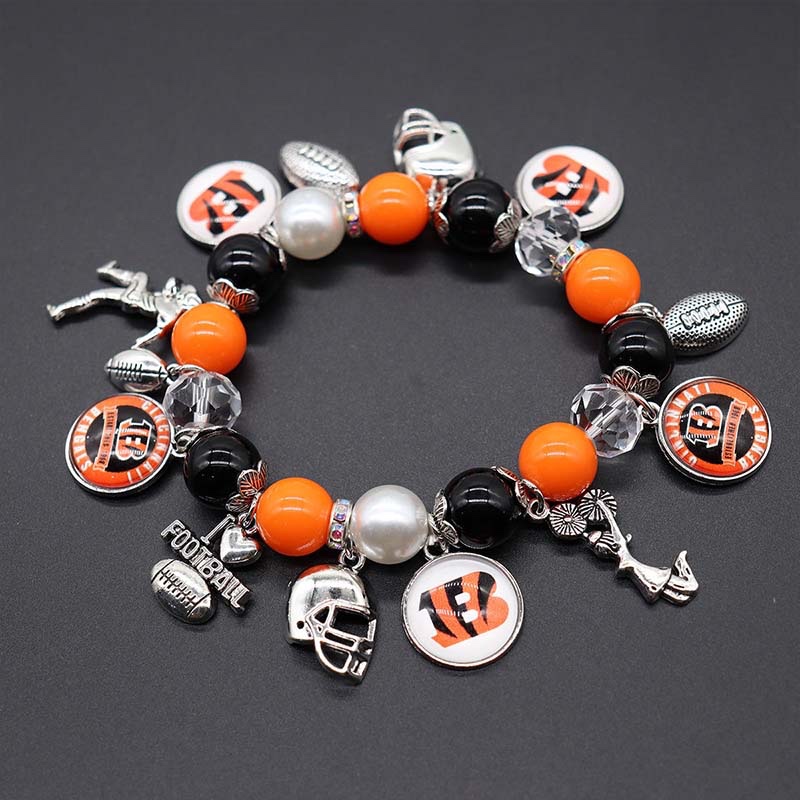 Cincinnati Bengals-themed beaded bracelet