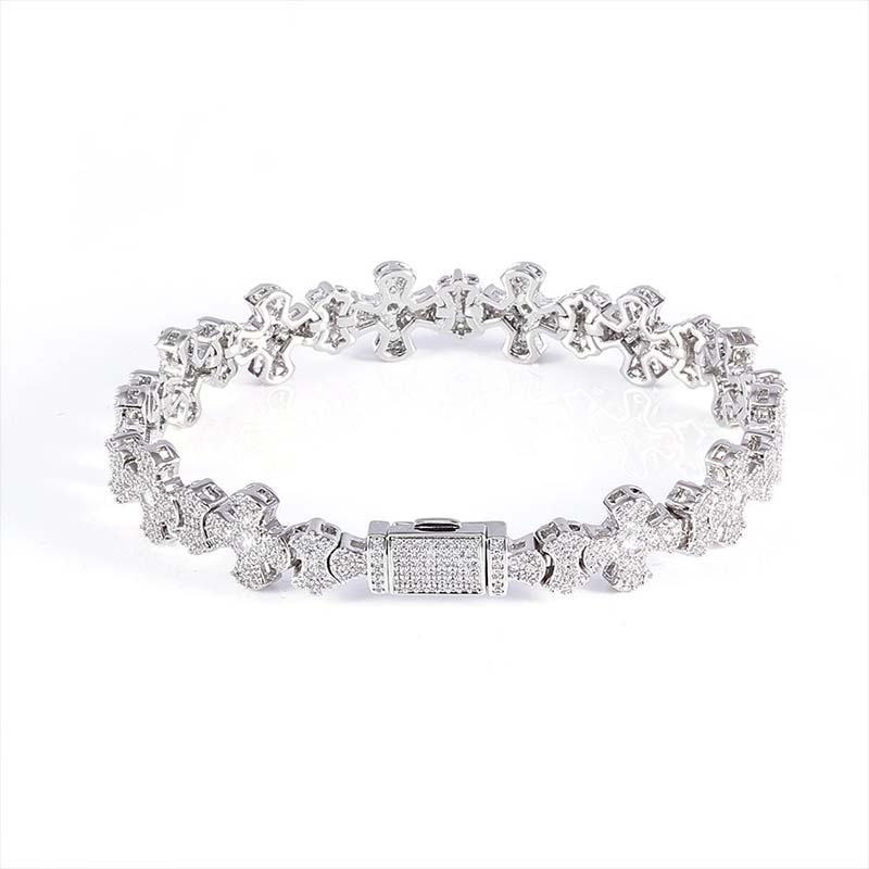 Second image of full-diamond cross-styled bracelet