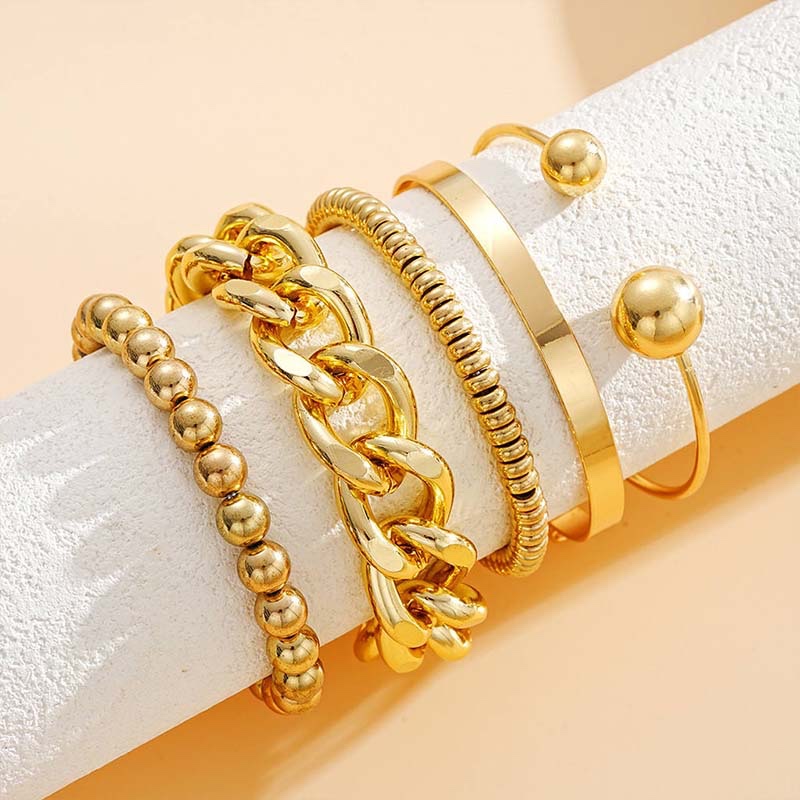 gold multi-texture stackable jewelry set
