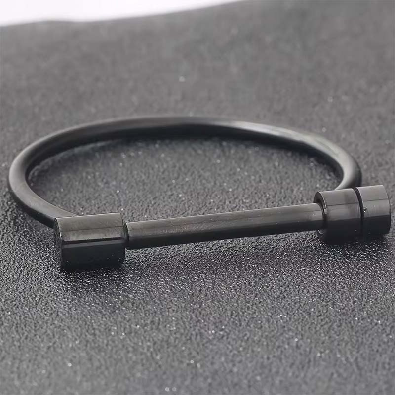 Second image of T-Bar Clasp Minimalist Metal Open Bangle