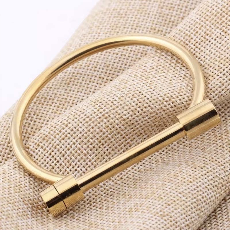 T-Bar Clasp Minimalist Metal Open Bangle