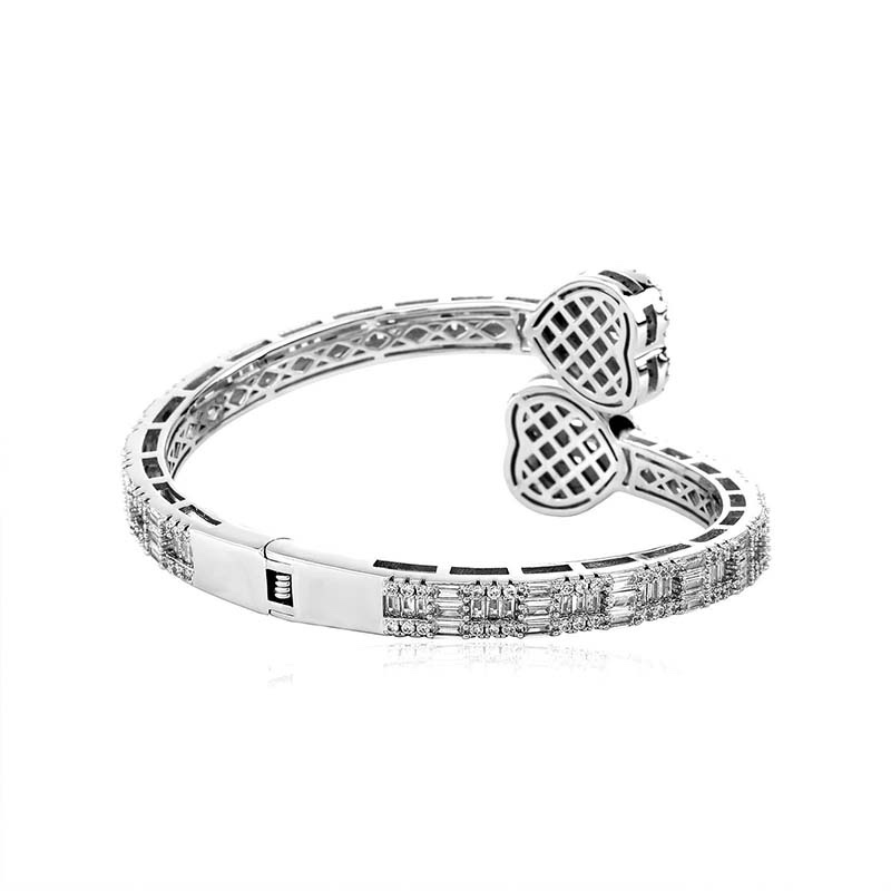 Second image of Heart-Shaped Full-Diamond Open Bangle