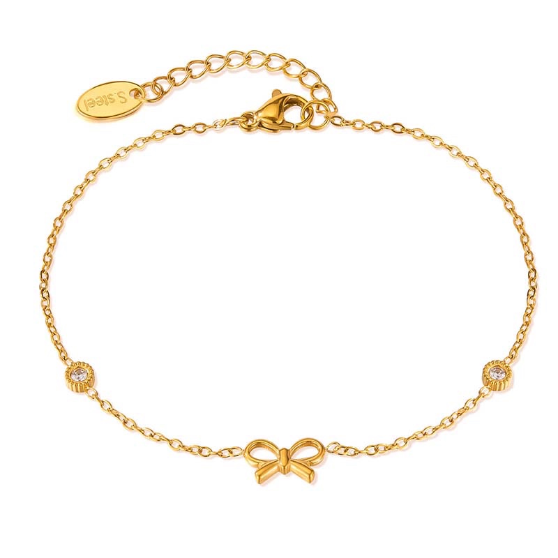 Bowknot Diamond-Accent Thin Chain Bracelet