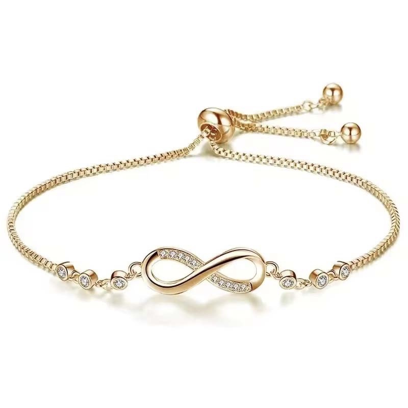 Infinity Symbol Diamond-Inlaid Slider Bracelet