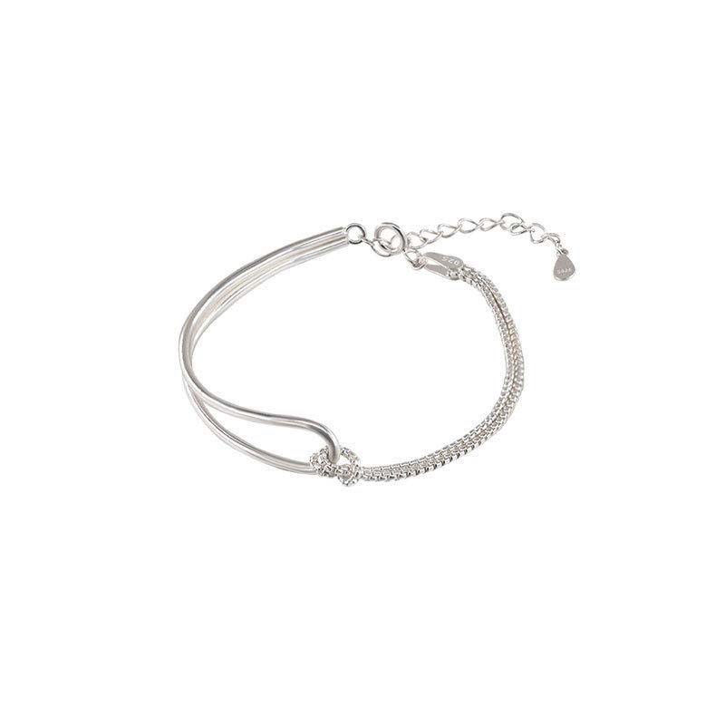 Double-Layer Slim Chain Diamond-Accented Bracelet
