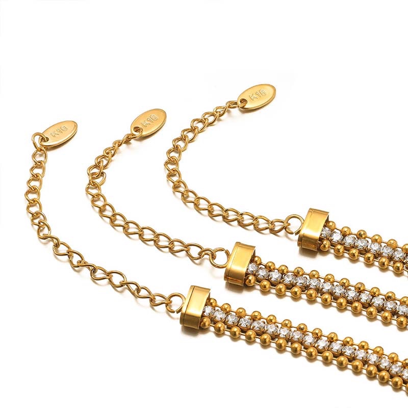 Second image of Multi-Strand Gold Bead & Diamond Bracelet