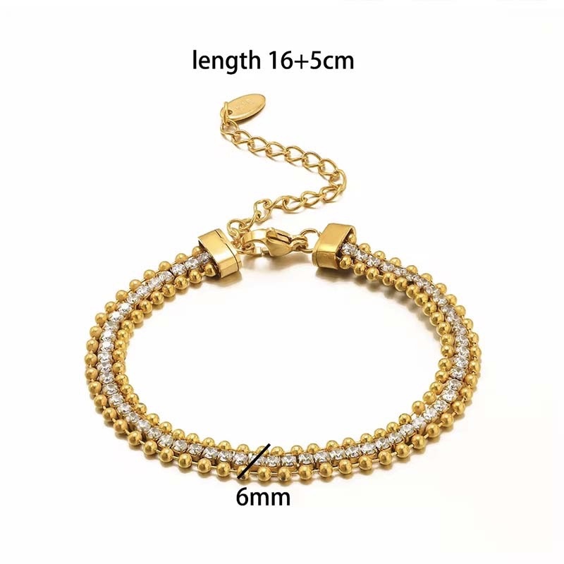 Multi-Strand Gold Bead & Diamond Bracelet