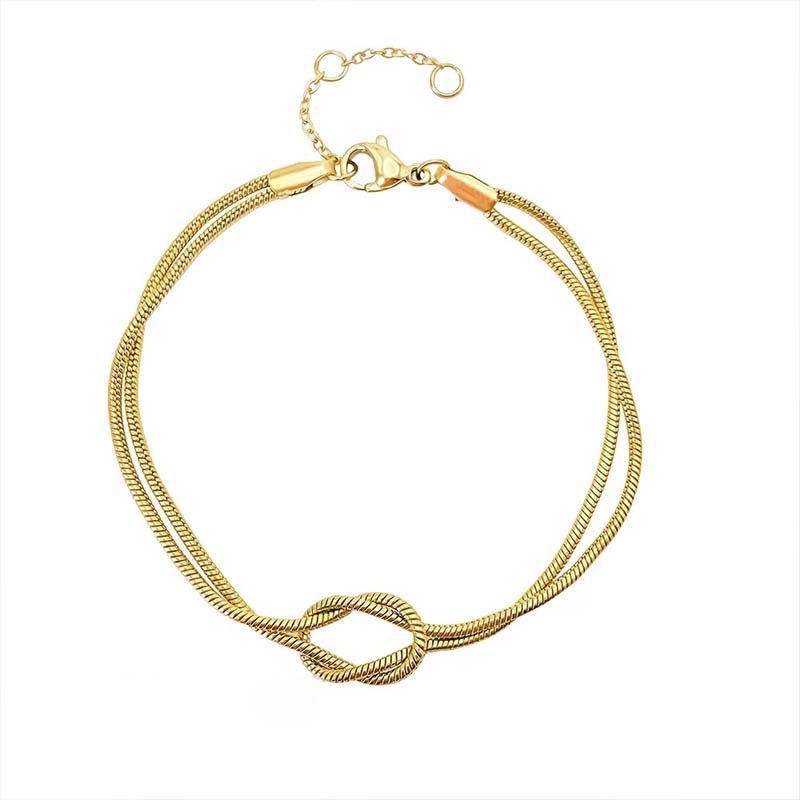 Double Snake Chain Knot-Accent Bracelet