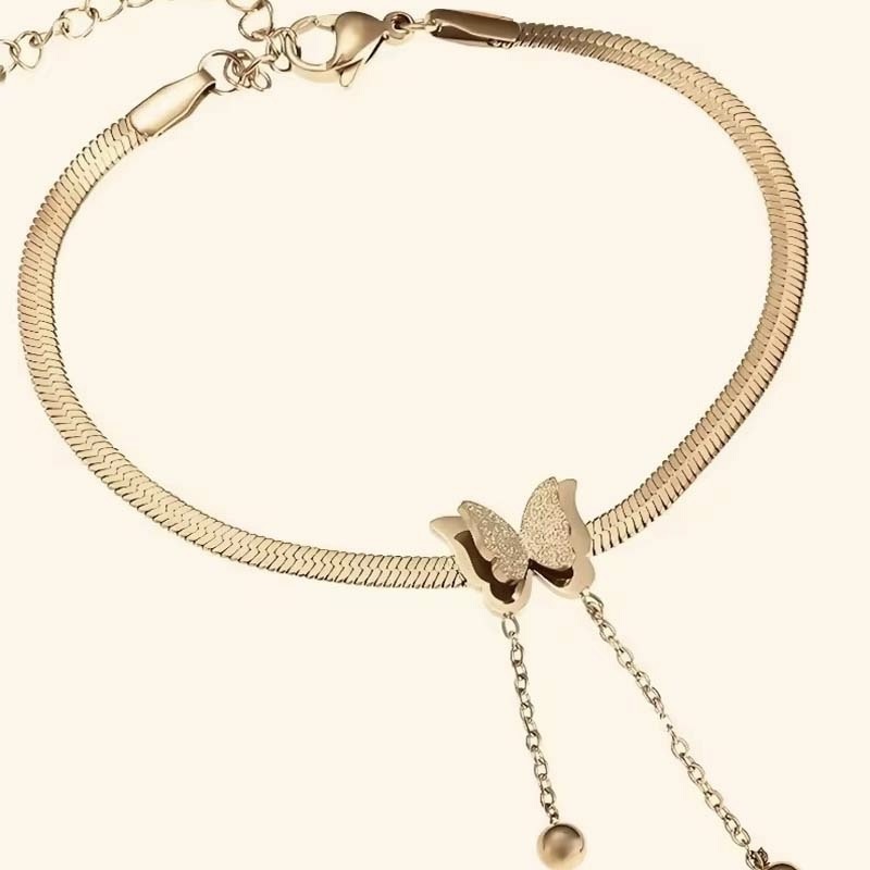 Second image of Butterfly Tassel Snake Chain Bracelet