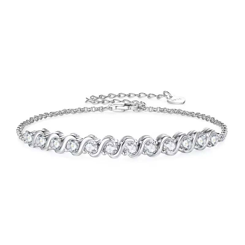 Second image of Twisted Diamond-Embedded Thin Chain Bracelet