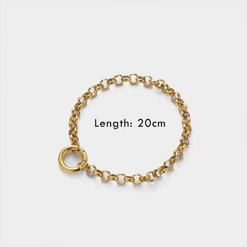 Second image of Gold Hollow-Link Circle-Clasp Bracelet