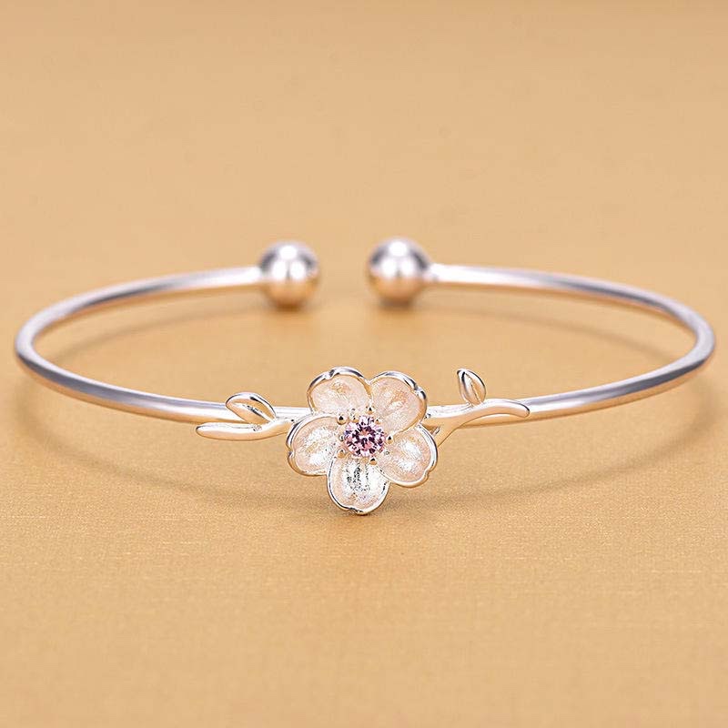 Silver Floral Vine Open Cuff Bangle